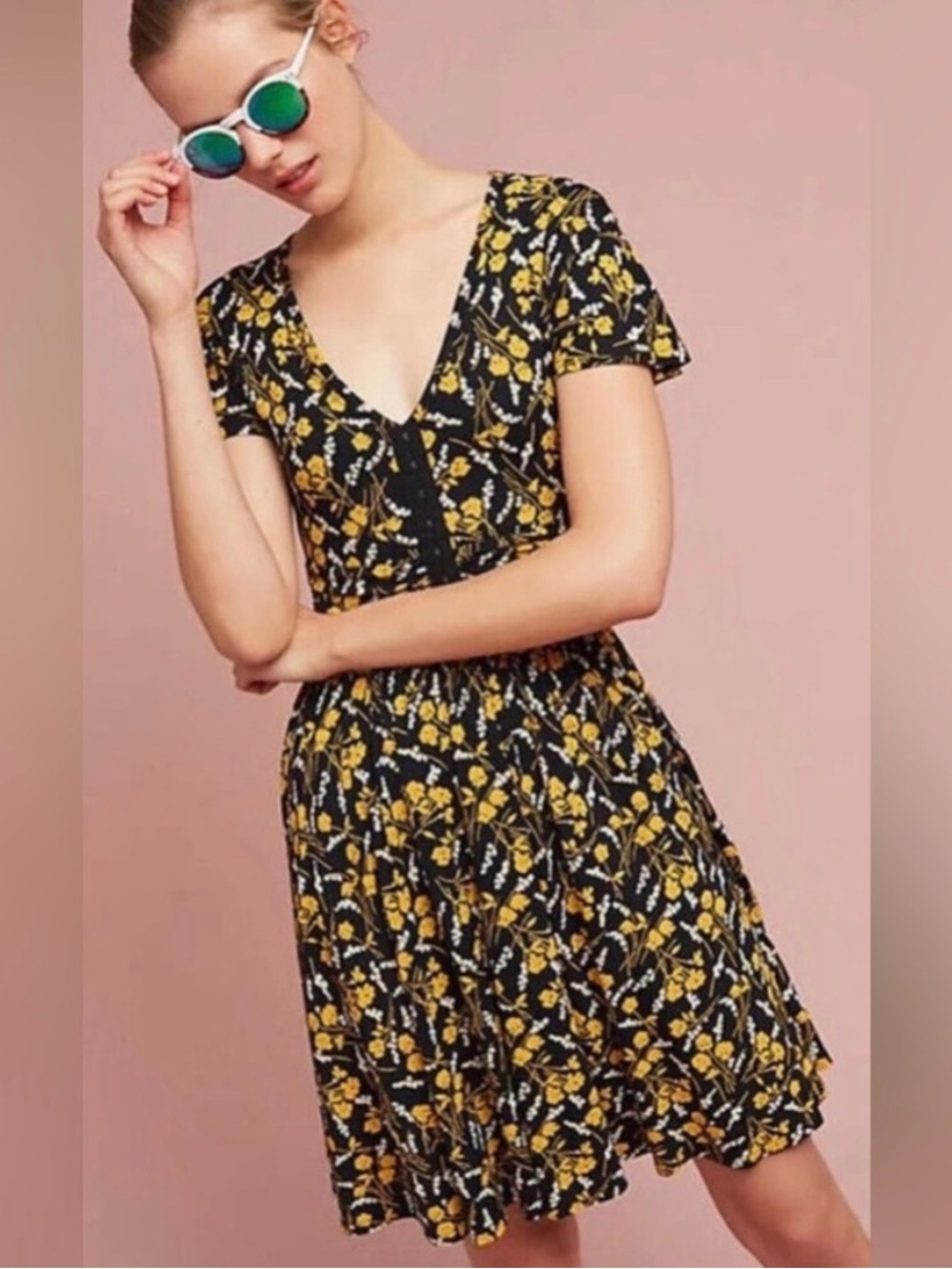 Anthropologie Maeve Summer Breeze Jersey Floral Mini Dress XS